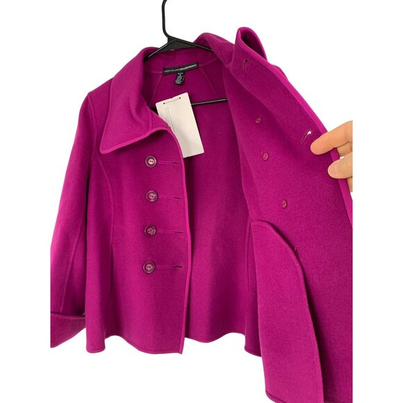 VTG 80s Linda Allard Ellen Tracy Handmade Wool Coat Magenta 8P RY10366 New - Picture 10 of 15